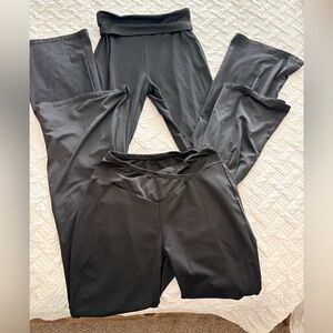 Women's Black Yoga Pants flair leggings Set - Comfortable Stretch